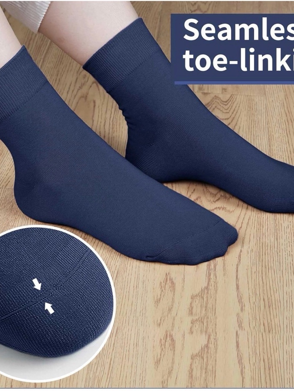 Women’s Navy Thin Dress Cotton Soft Ankle Crew Socks 5 Pairs NWT - Picture 3 of 5
